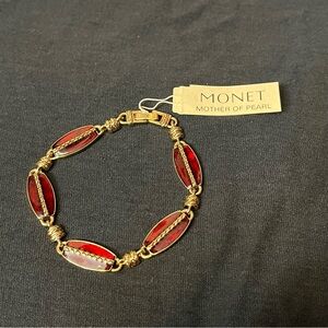 Monet Gold Bracelet with Red Accents